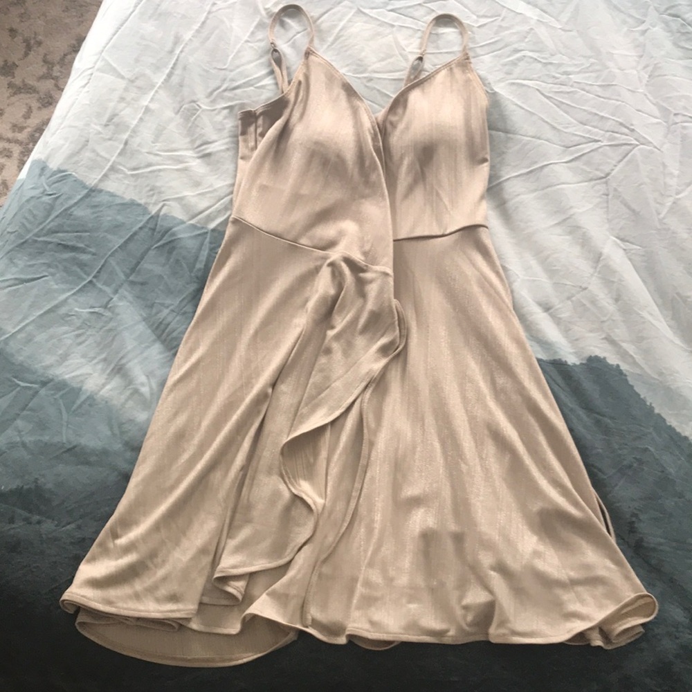 Champagne Shimmer Wrap Mini Dress 🍾